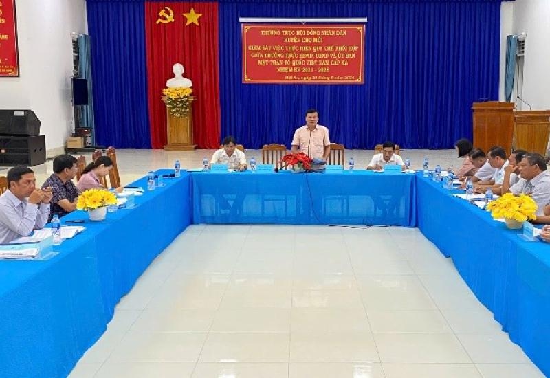 Ngày 20/9/2024, Đoàn giám sát của Thường trực HĐND huyện do ông Trần Ngọc Bầu - Ủy viên Ban Thường vụ Huyện ủy - Phó Chủ tịch HĐND huyện làm trưởng đoàn có buổi giám sát công tác phối hợp giữa Thường trực HĐND, UBND, UBMTTQVN cụm các xã, thị trấn: Hội An, Mỹ An, Hòa An, Hòa Bình, Bình Phước Xuân, nhiệm kỳ 2021 – 2026.